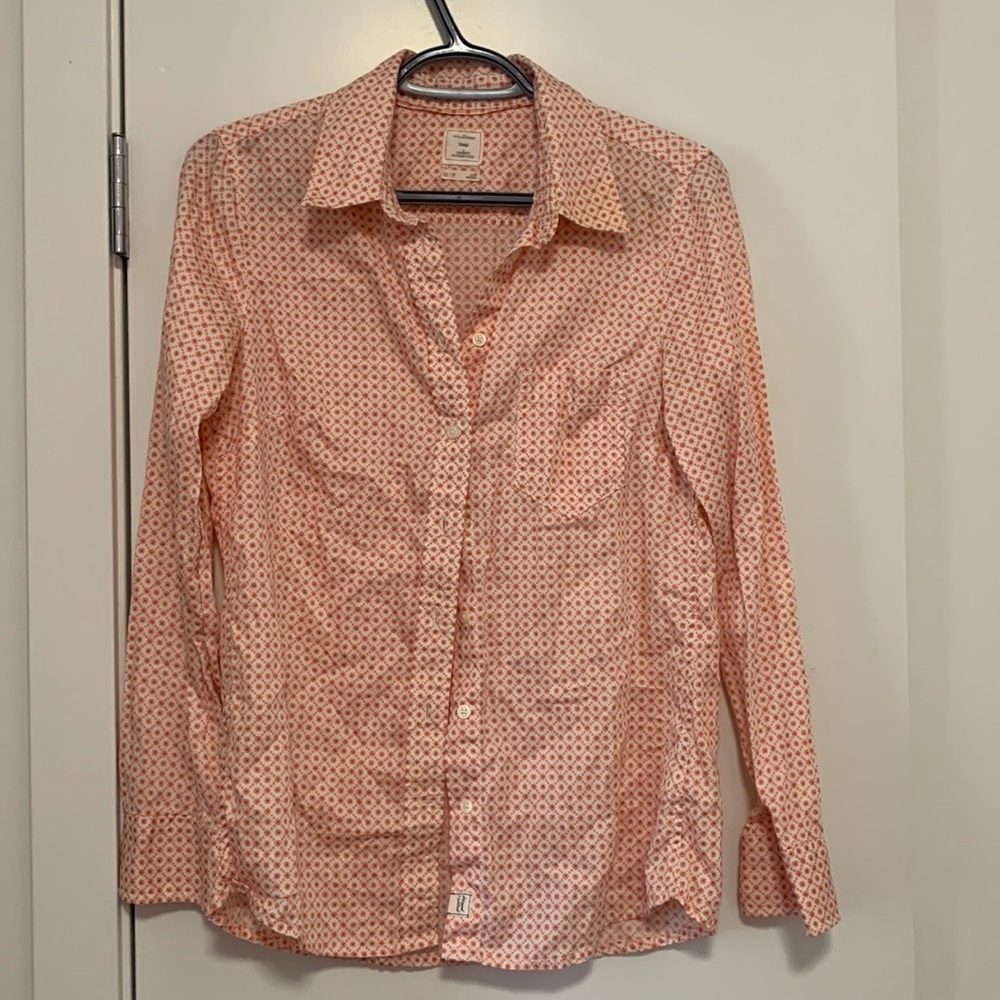 GAP Orange and White Floral Shirt XS